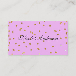 Pink & Gold Confetti Dots Moderner Glamour Glam Visitenkarte