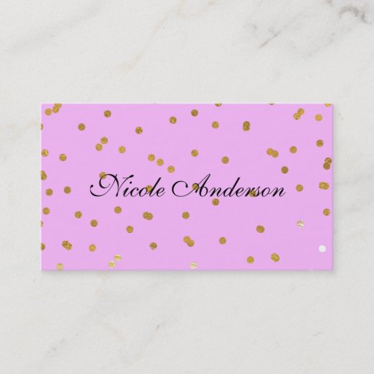 Pink & Gold Confetti Dots Moderner Glamour Glam Visitenkarte (Vorderseite)