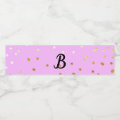Pink & Gold Confetti Dots Moderner Glamour Glam Wasserflaschenetikett (Einzelnes Label)