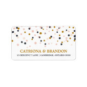 Pink & Gold Confetti Dots Rücksendeadresse Adressaufkleber (Vorne)