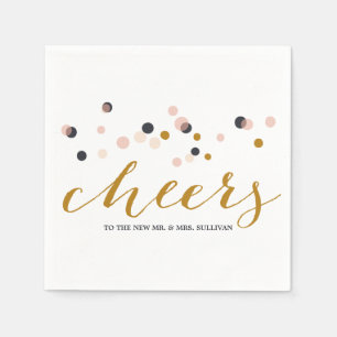 Pink & Gold Confetti Dots Wedding Napkin Serviette
