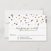 Pink & Gold Confetti Dots Wedding RSVP Card (Vorderseite)