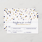 Pink & Gold Confetti Dots Wedding RSVP Card II (Vorne/Hinten)