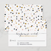 Pink & Gold Confetti Dots Wedding RSVP Card Karte (Vorne/Hinten)