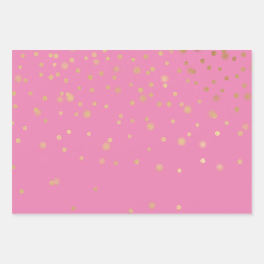 Pink Gold Confetti Geschenkpapier Set (Vorderseite 3)