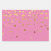 Pink Gold Confetti Geschenkpapier Set (Vorderseite 2)