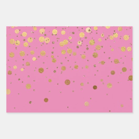 Pink Gold Confetti Geschenkpapier Set (Vorderseite 2)