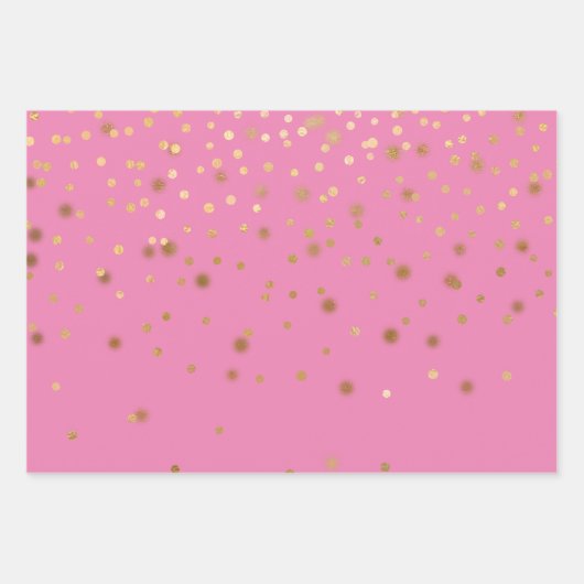 Pink Gold Confetti Geschenkpapier Set (Vorderseite)