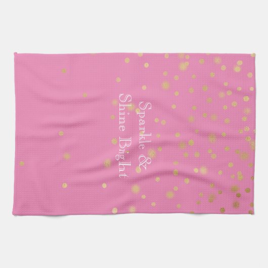 Pink Gold Confetti Geschirrtuch (Horizontal)