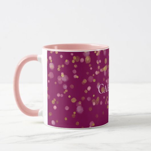 Pink Gold Confetti Glam Dots Name Tasse (Links)