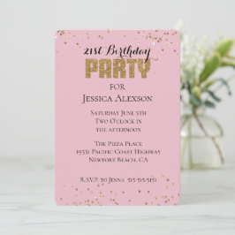 Pink Gold Confetti Glitzer Geburtstag Einladung