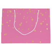 Pink Gold Confetti Große Geschenktüte (Vorderseite)