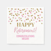 Pink Gold Confetti Happy Retirement Serviette (Vorderseite)