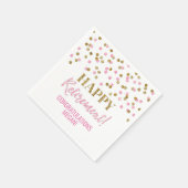 Pink Gold Confetti Happy Retirement Serviette (Ecke)