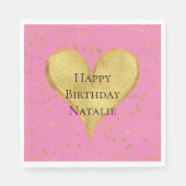 Pink Gold Confetti Herz Serviette (Vorderseite)