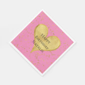 Pink Gold Confetti Herz Serviette (Ecke)