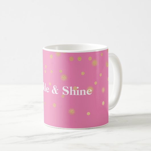 Pink Gold Confetti Kaffeetasse (VorderseiteRechts)