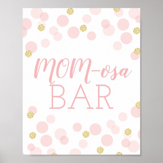 Pink Gold Confetti Kinderdusche MOMosa Bar Mimosa Poster (Vorne)