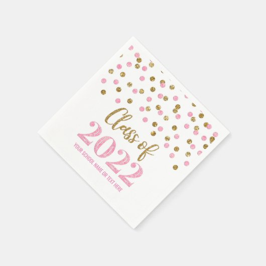 Pink Gold Confetti-Klasse 2022 Serviette (Ecke)