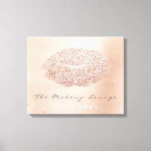Pink Gold Confetti Makeup Artist Gray Kiss Lip Leinwanddruck