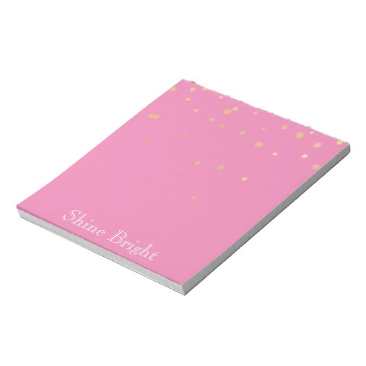 Pink Gold Confetti Notizblock (Rotiert)