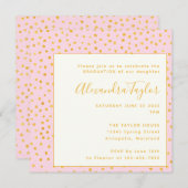Pink Gold Confetti Polka Dots Graduation Party Einladung (Vorne/Hinten)