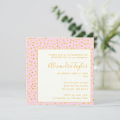 Pink Gold Confetti Polka Dots Graduation Party Einladung (Stehend Vorderseite)