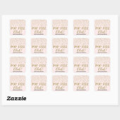 Pink Gold Confetti Pop Fizz Clink Brautparty Quadratischer Aufkleber (Blatt)