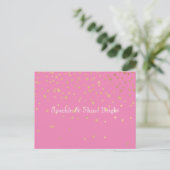 Pink Gold Confetti Postkarte (Stehend Vorderseite)