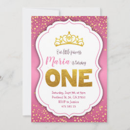 Pink Gold Confetti Princess Einladung zum Geburtst