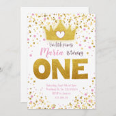 Pink Gold Confetti Princess Einladung zum Geburtst (Vorne/Hinten)