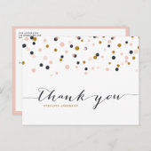 Pink & Gold Confetti Punkte Vielen Dank Postcard Postkarte (Vorne/Hinten)