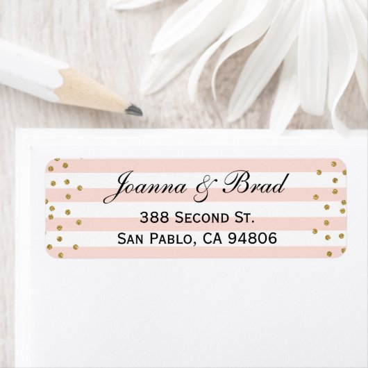 Pink Gold Confetti Rücksendeadresse Label Hochzeit (Insitu)