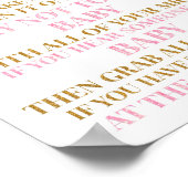Pink Gold Confetti Say Baby Game Sign Poster (Ecke)