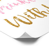 Pink Gold Confetti Sprinkler mit Liebe-Zeichen Poster (Ecke)