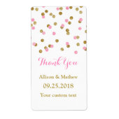 Pink Gold Confetti Wedding Labels (Vorne)