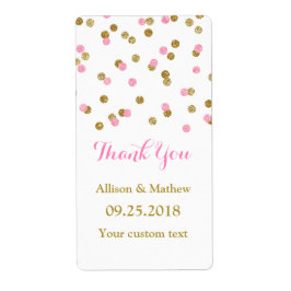 Pink Gold Confetti Wedding Labels