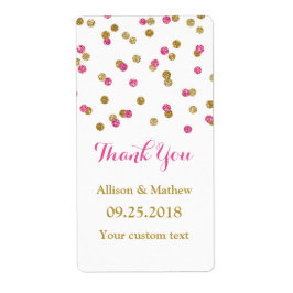 Pink Gold Confetti Wedding Labels