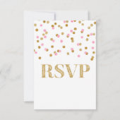 Pink Gold Confetti Wedding RSVP Cards (Rückseite)