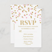 Pink Gold Confetti Wedding RSVP Cards (Vorne/Hinten)