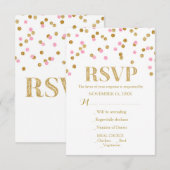 Pink Gold Confetti Wedding RSVP Cards Karte (Vorne/Hinten)