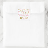 Pink Gold Confetti Welcome Back Square Sticker (Tasche)