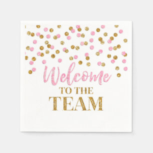 Pink Gold Confetti Willkommen im Team Napkins Serviette