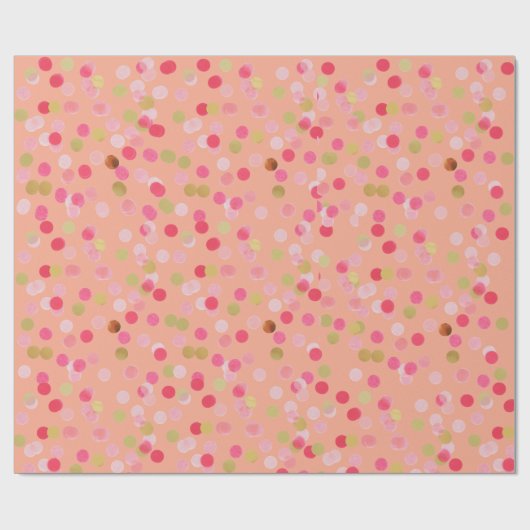 Pink & Gold Confetti Wrapping Paper Geschenkpapier (Flach)