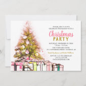 Pink | Gold Corporate Christmas Party Einladung (Vorderseite)