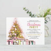 Pink | Gold Corporate Christmas Party Einladung (Stehend Vorderseite)