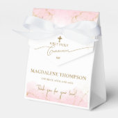 Pink Gold Cross Danke Girl First Communation Geschenkschachtel (Vorderseite)