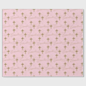 Pink Gold Cross Script Bestätigung Geschenkpapier (Flach)