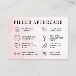 Pink Gold Custom Logo Filler Aftercare Card Visitenkarte