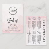 Pink Gold Custom Logo Hair Aftercare Card Visitenkarte (Vorne/Hinten)